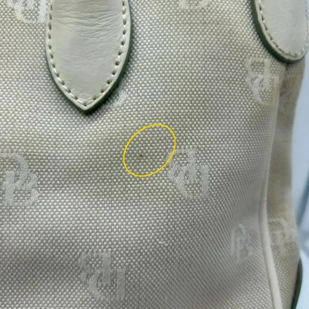 Dooney & Bourke DB Monogram Logo Purse Off White Ivory Canvas Leather Top Handle